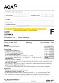 2023 AQA GCSE GERMAN 8668/WF Paper 4 Writing Foundation Tier Question Paper & Mark scheme (Merged) June 2023 [VERIFIED]