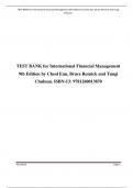 TEST BANK for International Financial Management 9th Edition by Cheol Eun, Bruce Resnick and Tuugi Chuluun. ISBN-13: 9781260013870. Complete Chapters( 1-21 )Updated| Complete Guide A+