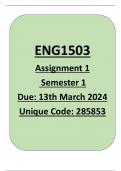 ENG1503 ASSIGNMENT 1 SEMESTER 1 2024 ANSWERS