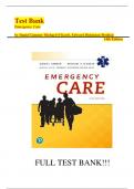 Test Bank For Emergency Care 14th Edition by Daniel Limmer, Michael F. O'Keefe and Edward T. Dickinson||All Chapters Covered||Complete Guide A+