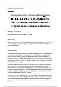 Btec Business Unit 3 (Personal and Business Finance) Exam Practice Questions 2024. 
