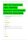 CWV 101 Final Exam 100% VERIFIED Questions And Answers UPDATED 2023/2024.