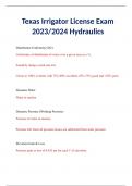 Texas Irrigator License Exam 2023/2024 Hydraulics