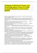Pedagogy, Professional Issues, and Technology Music Praxis 5113 With Complete Questions and Answers 202425
