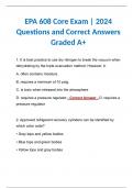 EPA 608 Core Exam | 2024 Questions and Correct Answers Graded A+