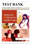 TESTBANK Maternity & Women’s Health Care 13th Edition, Lowdermilk...QUICK DOWNLOAD THE PDF.......@Recommended