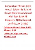 Conceptual Physics 13th Global Edition By Paul G Hewitt (Solutions Manual with Test Bank, All Chapters, 100% Original A+ Grade)