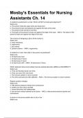 Mosby's Essentials for Nursing Assistants Ch. 14 REVIWED A+ RATED