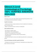 BEST REVIEW Edexcel A Level Criminological Psychology 100% VERIFIED ANSWERS  2024/2025
