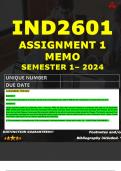 IND2601 ASSIGNMENT 1 MEMO - SEMESTER 1 - 2024 UNISA – DUE DATE: - 2024 (DETAILED ANSWERS WITH FOOTNOTES AND A BIBLIOGRAPHY - DISTINCTION GUARANTEED!)