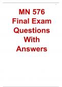 MN 576 Final Exam Questions With Answers