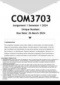 COM3703 Assignment 1 (ANSWERS) Semester 1 2024 - DISTINCTION GUARANTEED