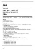 aqa A-level ENGLISH LANGUAGE (7702/1)Paper 1 Language, the individual and society Question Paper May2023