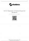 Unit 12 - Assignment 1 - IT Technical Support and Management