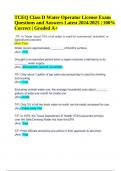 TCEQ Class D Water Operator License Exam Questions and Answers Latest 2024/2025 | 100% Correct | Graded A+