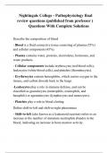 Nightingale College - Pathophysiology final review questions (published from professor ) 	Questions With Complete Solutions
