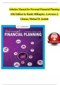 Solution Manual for Personal Financial Planning 15th Edition by Randy Billingsley, Lawrence J. Gitman, Michael D. Joehnk
