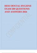 HESI DENTAL HYGIENE EXAM 200 QUESTIONS AND ANSWERS 2024.