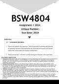 BSW4804 Assignment 1 (ANSWERS) 2024 - DISTINCTION GUARANTEED