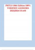 PHTLS 10th Edition 100% VERIFIED ANSWERS 2023 2024 EXAMs
