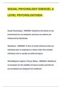 SOCIAL PSYCHOLOGY EDEXCEL A  LEVEL PSYCHOLOGY2024.