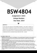 BSW4804 Assignment 2 (ANSWERS) 2024 - DISTINCTION GUARANTEED
