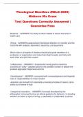 Theological Bioethics (RELG 2650)  Midterm IDs Exam  Test Questions Correctly Answered | Guarantee Pass
