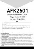 AFK2601 Assignment 2 (ANSWERS) Semester 1 2024 - DISTINCTION GUARANTEED