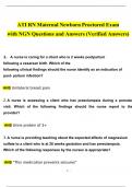 ATI RN Maternal Newborn Proctored Exam  with NGN Questions and Answers (2024 / 2025) (Verified Answers)