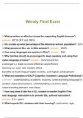 Wendy Final Exam Actual Questions and Answers Latest Guide 2024 Solved 100%