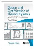 Solution Manual for Design and Optimization of Thermal Systems, 3rd Edition By Yogesh Jaluria