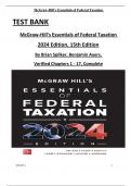 TEST BANK FOR MCGRAW-HILL'S ESSENTIALS OF FEDERAL TAXATION 2024 EDITION, 15th EDITION BY BRIAN SPILKER, BENJAMIN AYERS, ALL CHAPTERS 1 - 17, COMPLETE LATEST VERSION