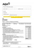 2023 AQA AS SPANISH 7691/1 Paper 1 Listening, Reading and Writing Question Paper & Mark scheme (Merged) June 2023 [VERIFIED]