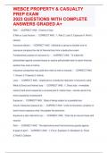WEBCE PROPERTY & CASUALTY PREP EXAM 2023 QUESTIONS WITH COMPLETE ANSWERS GRADED A+