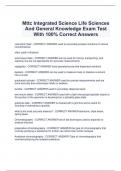 Mttc Integrated Science Life Sciences  And General Knowledge Exam Test  With 100% Correct Answers