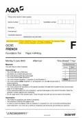 2023 AQA GCSE FRENCH 8658/WF Paper 4 Writing Foundation Tier Question Paper  & Mark scheme (Merged) June 2023 [VERIFIED] GCSE FRENCH
