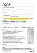 2023 AQA GCSE RELIGIOUS STUDIES (SHORT COURSE) 8061/5 Section 5 Themes Question  Paper & Mark scheme (Merged) June 2023 [VERIFIED] GCSE RELIGIOUS STUDIES (SHORT COURSE) Section 5: Themes