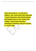 TEXES PPR EXAM EC- 12 (160) WITH C0RRECT 350+ QUESTIONS AND ANSWERS / TEXAS PEDAGOGY AND PROFESSIONAL RESPONSIBILITIES ACTUAL EXAM WITH CORRECT QUESTIONS AND WELL ANSWERED ANSWERS ALREADY GRADED A+ LATEST 2024 