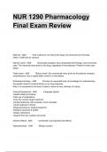 NUR 1290 Pharmacology Final Exam Review
