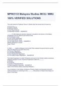 MPW2133 Malaysia Studies MCQ / MMU 100% VERIFIED SOLUTIONS