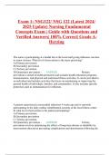 Exam 1: NSG122/ NSG 122 (Latest 2024/ 2025 Update) Nursing Fundamental Concepts Exam | Guide with Questions and Verified Answers| 100% Correct| Grade A- Herzing