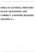 OSHA 511 GENERAL INDUSTRY EXAM / QUESTIONS AND CORRECT ANSWERS 20224/2025 GRADED A+. 