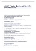 ABRET Practice Questions (These questions showed up multiple times in the practice exam and should be committed to memory)  With 100% Latest Answers!!