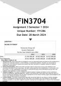 FIN3704 Assignment 3 (ANSWERS) Semester 1 2024 (191286)- DISTINCTION GUARANTEED
