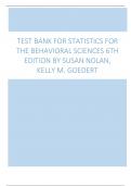 Test Bank for Statistics for the Behavioral Sciences 6th Edition by Susan Nolan, Kelly M. Goedert