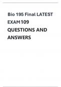  Bio 195 Final Exam LATEST QUESTION &ANSWERS