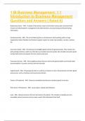 1 IB Business Management: 1.1  Introduction to Business Management Questions and Answers ( Rated A)