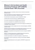 Missouri Life Accident and Health Insurance Producer (OP12-MO54) License Exam 100% Accurate!