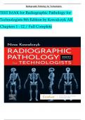 Radiographic Pathology for Technologists, 8th Edition TEST BANK by Kowalczyk, Verified Chapters 1 - 12, Complete Newest Version