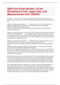 SS8 Final Exam Review | of the Renaissance Unit, Japan Unit, and Mesoamerican Unit. 2024/25